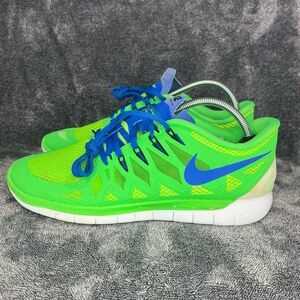 Nike free 5.0 Poison Green Lyon Blue Flesh Sport Shoes Men size 10.5